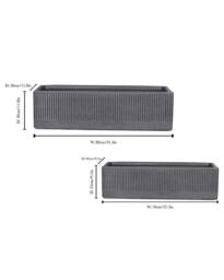 Dibor Set of 2 Charcoal Dusk Rib Fibreclay Summer Outdoor Garden Planters Plant Pots in Black - Size: Large - thumbnail 6