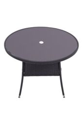 Garden Sanctuary 105cm Dia Round Wicker Tempered Glass Garden Table With Parasol Hole in Black - thumbnail 5