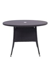 Garden Sanctuary 105cm Dia Round Wicker Tempered Glass Garden Table With Parasol Hole in Black - thumbnail 3