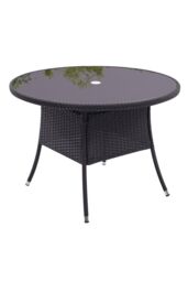 Garden Sanctuary 105cm Dia Round Wicker Tempered Glass Garden Table With Parasol Hole in Black - thumbnail 4