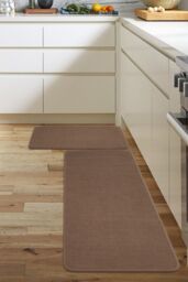 Living and Home Rectangular Non-Slip Kitchen Floor Mat in Brown - Size: 45 cm x 120 cm - thumbnail 4