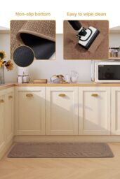 Living and Home Rectangular Non-Slip Kitchen Floor Mat in Brown - Size: 45 cm x 120 cm - thumbnail 3