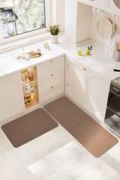 Living and Home Rectangular Non-Slip Kitchen Floor Mat in Brown - Size: 45 cm x 120 cm - thumbnail 1