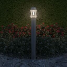 Berkfield Home Outdoor Post Lamp Standing Stainless Steel in Silver - thumbnail 5