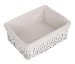 Red Hamper Medium White Wicker Cotton Lined Storage Basket - thumbnail 3