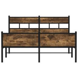 Berkfield Home Metal Bed Frame without Mattress Smoked Oak 160x200 cm in Brown - thumbnail 4