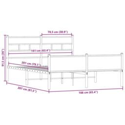 Berkfield Home Metal Bed Frame without Mattress Smoked Oak 160x200 cm in Brown - thumbnail 9