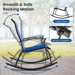 KORVIXA 2 Pcs Outdoor Rocking Chairs Patio in Blue - Size: 100 cm - thumbnail 3