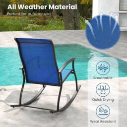 KORVIXA 2 Pcs Outdoor Rocking Chairs Patio in Blue - Size: 100 cm - thumbnail 4