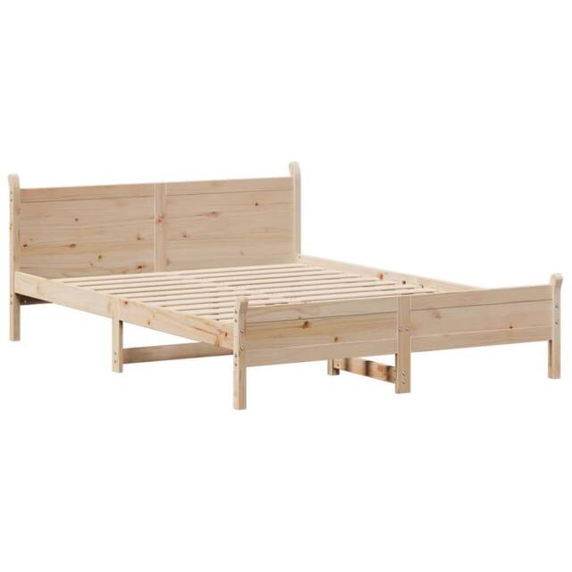 Berkfield Home Decorative Bed Frame without Mattress 120x190 cm Small Double Sol in Natural - image 1