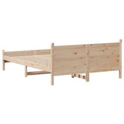 Berkfield Home Decorative Bed Frame without Mattress 120x190 cm Small Double Sol in Natural - thumbnail 6
