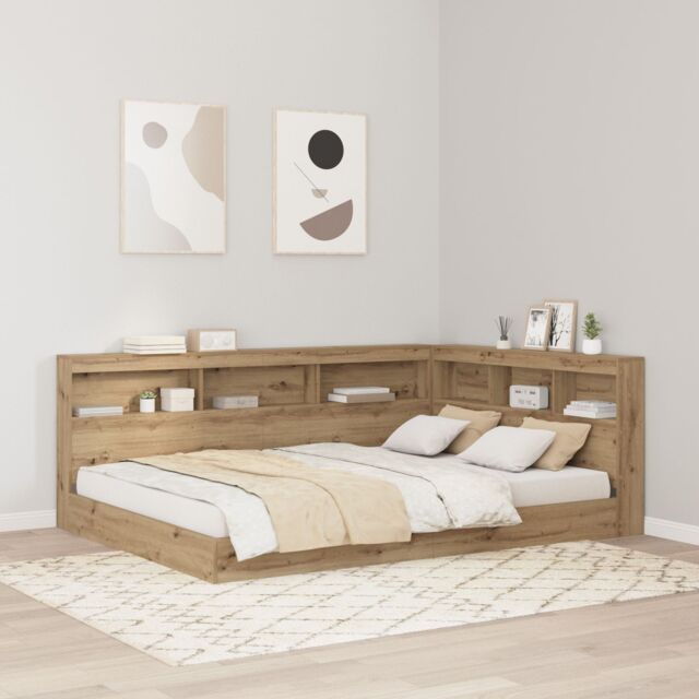 Berkfield Home Storage Headboard with Shelf with Headboard with Storage Artisan oak 140 cm Melamine in Brown - image 1