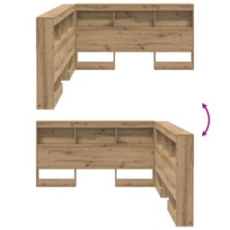 Berkfield Home Storage Headboard with Shelf with Headboard with Storage Artisan oak 140 cm Melamine in Brown - thumbnail 9