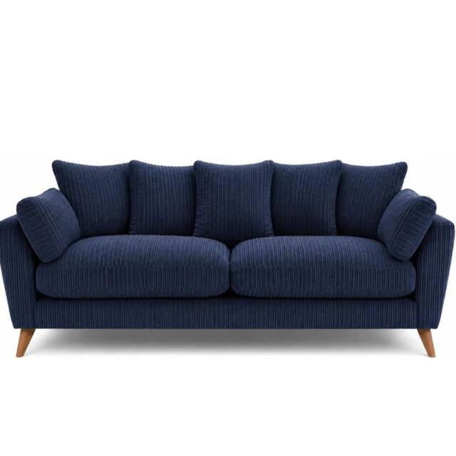 Bliss Furniture Harlow Jumbo Cord 2 Seater Sofa, Modern Tailored Design in Blue - Size: 2 Pack - image 1