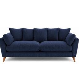 Bliss Furniture Harlow Jumbo Cord 2 Seater Sofa, Modern Tailored Design in Blue - Size: 2 Pack