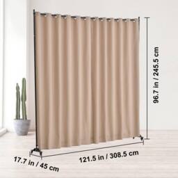 VEVOR Portable Room Divider with Wheels Brown in Beige - thumbnail 7