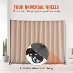 VEVOR Portable Room Divider with Wheels Brown in Beige - thumbnail 4