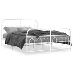 Berkfield Home Metal Bed Frame without Mattress with Footboard White 150x200cm - Size: 150x200 cm - thumbnail 1