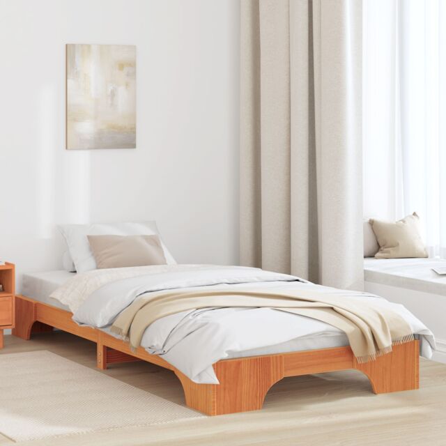 Berkfield Home Bed Frame Wax brown Wood 90 x 200 cm Simple Bed Frame - image 1