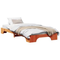 Berkfield Home Bed Frame Wax brown Wood 90 x 200 cm Simple Bed Frame - thumbnail 3