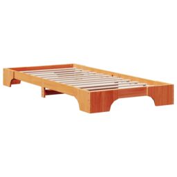 Berkfield Home Bed Frame Wax brown Wood 90 x 200 cm Simple Bed Frame - thumbnail 2