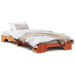 Berkfield Home Bed Frame Wax brown Wood 90 x 200 cm Simple Bed Frame - thumbnail 4