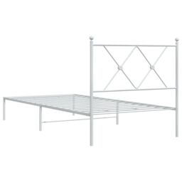 Berkfield Home Metal Bed Frame without Mattress with Headboard White 90x190cm - Size: 90x190 cm - thumbnail 6