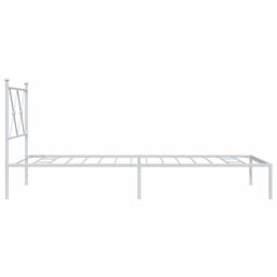 Berkfield Home Metal Bed Frame without Mattress with Headboard White 90x190cm - Size: 90x190 cm - thumbnail 5