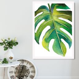 ARTZE Tropical Leaf Abstract Watercolour Botanical Framed Print SIZE: A3 with White Frame in Green - Size: A4 - thumbnail 2