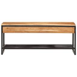 Berkfield Home Shoe Bench 110x35x45 cm Solid Wood Acacia & Iron in Brown - Size: 110 x 35 x 45 cm - thumbnail 1