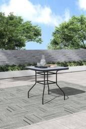 Garden Sanctuary Tempered Glass Wood Grain Garden Dining Table in Grey - Size: Small - thumbnail 2