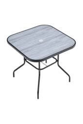Garden Sanctuary Tempered Glass Wood Grain Garden Dining Table in Grey - Size: Small - thumbnail 4