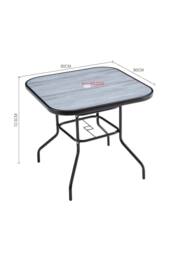 Garden Sanctuary Tempered Glass Wood Grain Garden Dining Table in Grey - Size: Small - thumbnail 6