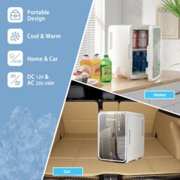Costway 10 L Portable AC/DC Beauty Fridge w/ LED Mirror Thermoelectric Cooler/Warmer in White - thumbnail 5