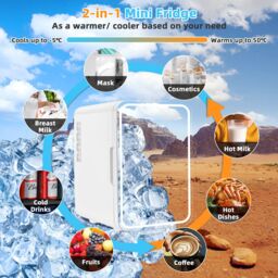 Costway 10 L Portable AC/DC Beauty Fridge w/ LED Mirror Thermoelectric Cooler/Warmer in White - thumbnail 4