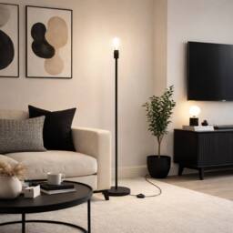 CGC Lighting CGC Lena Matt Black Straight Floor Lamp - thumbnail 4