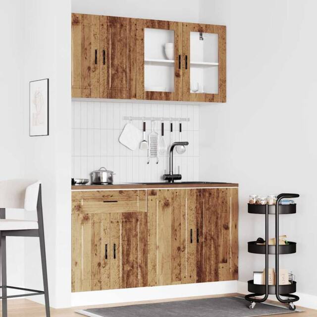 Berkfield Home Elegant 4 Piece Kitchen Cabinet Set Kalmar Old Wood Engineered Wood in Brown - image 1