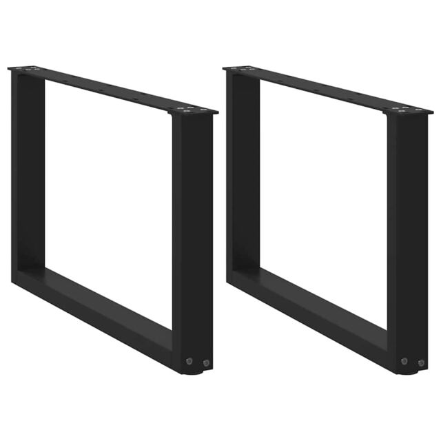 Berkfield Home Coffee Table Legs U-Shaped 2 pcs Black 70x(42-43) cm Steel - image 1