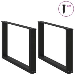 Berkfield Home Coffee Table Legs U-Shaped 2 pcs Black 70x(42-43) cm Steel - thumbnail 3