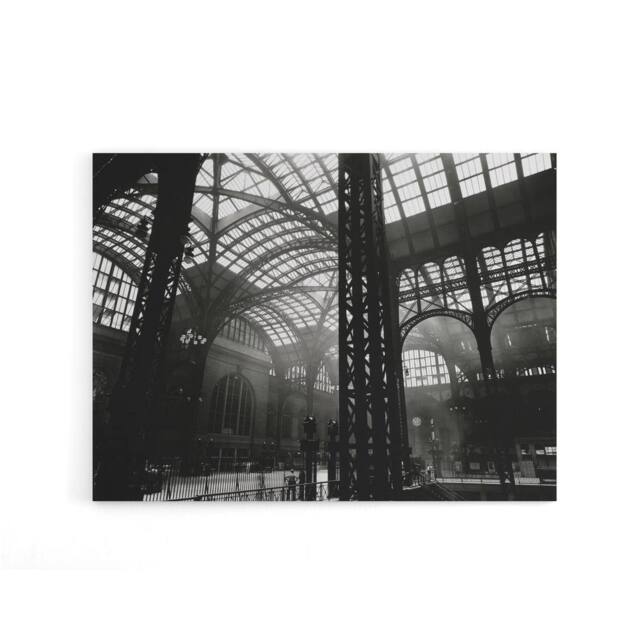 "Artery8 Berenice Abbott Penn Station Interior Photo Canvas Wall Art Print in Black - Size: W18"" x H24""" - image 1