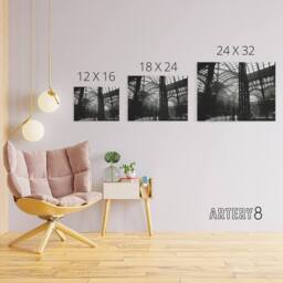 "Artery8 Berenice Abbott Penn Station Interior Photo Canvas Wall Art Print in Black - Size: W18"" x H24""" - thumbnail 4