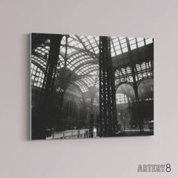 "Artery8 Berenice Abbott Penn Station Interior Photo Canvas Wall Art Print in Black - Size: W18"" x H24""" - thumbnail 2