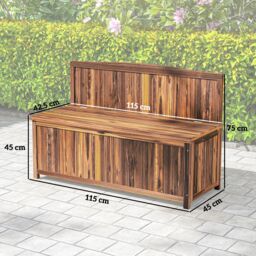 OUTSUNNY Wood Storage Bench for Patio, Outdoor Garden Seating, Brown - thumbnail 3