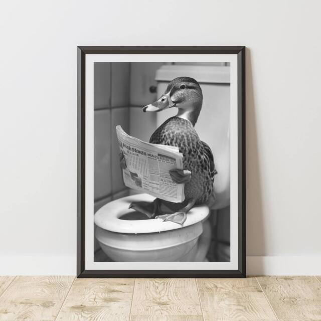 60 SECOND MAKEOVER Duck On The Toilet Animal Print - Size: A4 - image 1