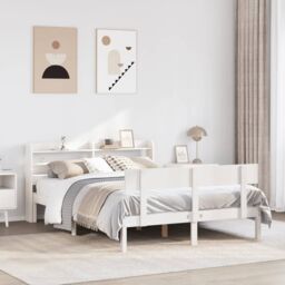 Berkfield Home Bed Frame without Mattress White 120x200 cm Solid Wood Pine - Size: Small Double - thumbnail 1