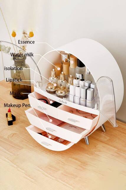 40CM High Round Transparent Cosmetic Display Box in Pink - image 1