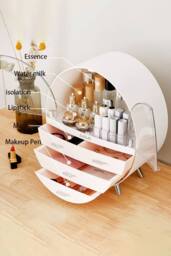 40CM High Round Transparent Cosmetic Display Box in Pink