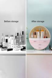 40CM High Round Transparent Cosmetic Display Box in Pink - thumbnail 4
