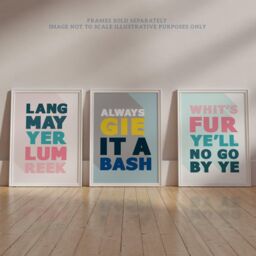 Wee Blue Coo Pack of 3 Scottish Sayings Good Wish Motivational Inspirational Expression Pastels Unframed Wall Art Living Room Prints Set in Blue - thumbnail 6