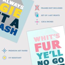 Wee Blue Coo Pack of 3 Scottish Sayings Good Wish Motivational Inspirational Expression Pastels Unframed Wall Art Living Room Prints Set in Blue - thumbnail 4